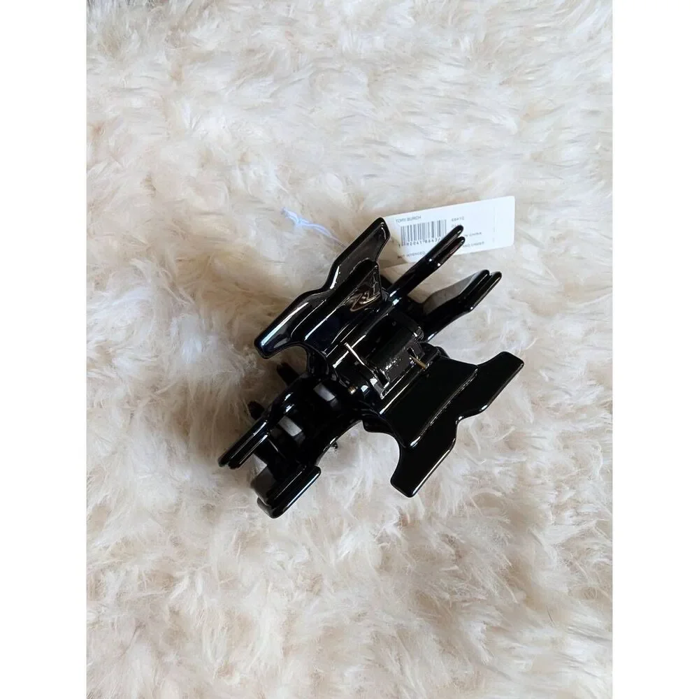 TORY BURCH Icon Black Double T Hair Claw Clip